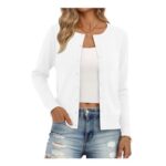 LILLUSORY Womens Cropped Lightweight Cardigan White M