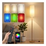 LNARVIV Smart Floor Lamp with 9W RGB Bulb Included, Oak