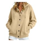 Ladies Hooded Cardigan Button-Front Long Sleeve Sweater New
