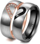 Lam Fong Hub Personalised Name Rings for Couples Stainless Steel Heart Ring for Men and Women with Text Birthstone Gifts for Anniversaries, Proposals, Weddings, and Valentines Day