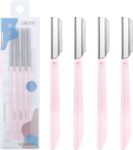 Lanjue 4 Pcs Eyebrow Razor, Dermaplaning Face Blades, Hair Remover, Pink