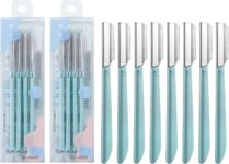 Lanjue 8 Pcs Eyebrow Razor, Dermaplaning Face Blades, Hair Remover, Green