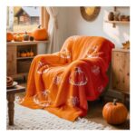 Lanpn Autumn Pumpkin Throw Blanket 410GSM Cozy Reversible 130×150