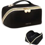 Large Prite Travel Makeup Bag Flat Lay Cosmetic Case with Brush Pocket. Sold by PriteShop FBA