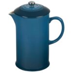 Le Creuset Stoneware Cafetière French Press with Stainless Steel Plunger, 1 Litre,Deep Teal With Voucher Selected Account Sold By Le Creuset