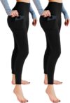 Leafigure 2-Pack High Waist Gym Leggings with Pockets for Women