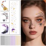 Leesgel Halloween Glitter Freckles Face Tattoos Gems for Face Paint Makeup