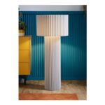 Lenny Drum Lamp Shade Colour Drench Ribbed Fabric Midi Floor Lamp