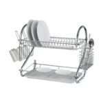 Lewiss 2 Tier Dish Drainer for Kitchen Sink – Silver Chrome