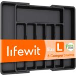 Lifewit Expandable Cutlery Drawer Organiser, 6-8 Compartments Utensil Tray