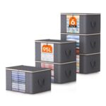 Lifewit Foldable Clothes Storage Bags, 95L, 6 Pack, Grey