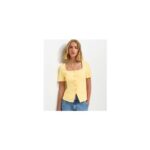 Light Yellow Square Neck Short Sleeve Blazer