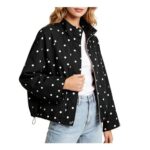 Lightweight Waterproof Polka Dot Jacket for Women with Drawstring Hem