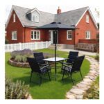 Linea 5-Piece Glass Top Weather Resistant Garden Furniture Set