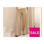 Linen Blend Pinstripe Trouser – Beige