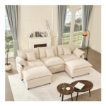 Litbird 274 Cm U-Shaped Linen Sofa Bed, Beige