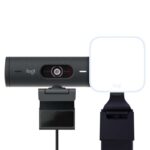 Logitech Litra Glow Premium LED Streaming Light with TrueSoft Brio 500 Full HD Webcam with Auto Light Correction, Auto-Framing