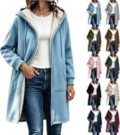 Long Hoodies for Women UK Fleece Lined Zip Up Hoodie Winter Sweat Coats