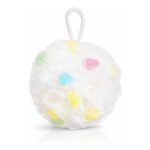 Loofah Shower Puff Mesh Bath Sponge for Rich Lather (White)