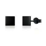 Loutade 925 Sterling Silver Black Mens 6mm Square Stud Earrings