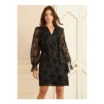 Love & Roses Bow Burnout Tie Neck Mini Dress