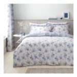 Lucie Floral Frill Reversible King Duvet Cover Set White/Blue