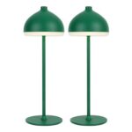 LuminexDesigns 2-Pack Cordless Rechargeable LED Table Lamps, Olive Green