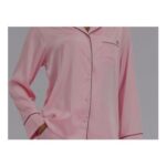 Luxe Satin Long-Sleeved Pyjama Top – Light Pink