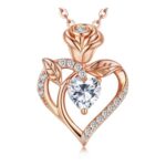 Lyniuoy Rose Heart Necklace, 18K Rose Gold Plated