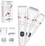 MAXGROOM 3 in 1 Lady Shaver for Women, Wet & Dry Electric Razor, IPX6 Waterproof Bikini Trimmer for Pubic Hair, LED Display, Hypoallergenic for Sensitive Skin, Facial Legs Underarms Body Groomer