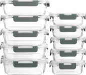 MCIRCO 10 Pack Glass Food Storage Containers with Lifetime Locking Lids Airtight for Microwave, Oven, Freezer and Dishwasher