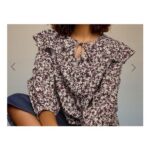 M&Co Berry Purple Floral Print Tie Neck Blouse