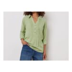 M&Co Sage Green Pintuck Detail Linen Shirt