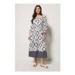 M&Co White Geometric Print Tiered Maxi Dress