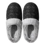 MIXIN Womens Memory Foam Slippers, Warm Plush Slip-On, Black 6