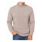 MLANM Mens Slim Fit Pullover Khaki M