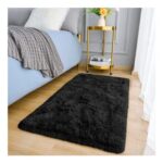 MOONLIGHT20015 Rug, Black Fluffy Shaggy Carpet, 60×110 Cm
