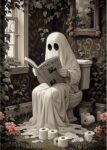 MOTGOM Halloween Diamond Art Painting Kits Adults, 5D Toilet Ghost Reading Diamond Painting for Beginners, Gem Art Kits for Adults for Home Wall Decor 30x40cm