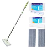 Magic Sponge Eraser Mop, 60 Adjustable Mop Handle with Flexible 13 Flat Head with Microfiber Pad and Eraser Pads