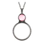 Magnifying Glass Necklace for Women, 10x Monocle Pendant Pink