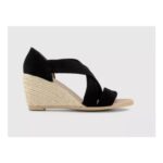 Maiden Cross Strap Espadrille Wedges Black Suede