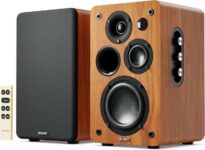 Majority D100X Walnut Active Bookshelf Speakers 100W 5.3 Bluetooth HDMI ARC, RCA, USB, AUX – Sold By Thorness Outlet – With Code