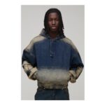 Man Oversized Boxy Balloon Fit Denim Hoodie