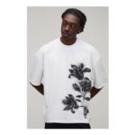 Man Oversized Boxy Blurred Floral Print T-Shirt