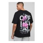 Man Oversized Rose Print Official T-Shirt