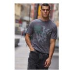 Man Regular Boxy Grunge Print Vintage Washed T-Shirt