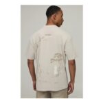 Man Stone Oversized Multi Placement Print T-Shirt