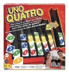 Mattel Games UNO Quatro Game, Ages 7, 2-4 Players Four-in-a-Row UNO Play with Colored Tiles & Plastic Grid