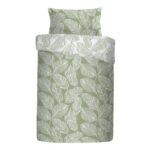 Matteo Leaf Duvet Cover, Single 135×200 Cm, White/Green, Reversible