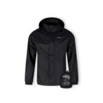 Men Packaway Waterproof Jacket with Zip Front Black XS 3XL